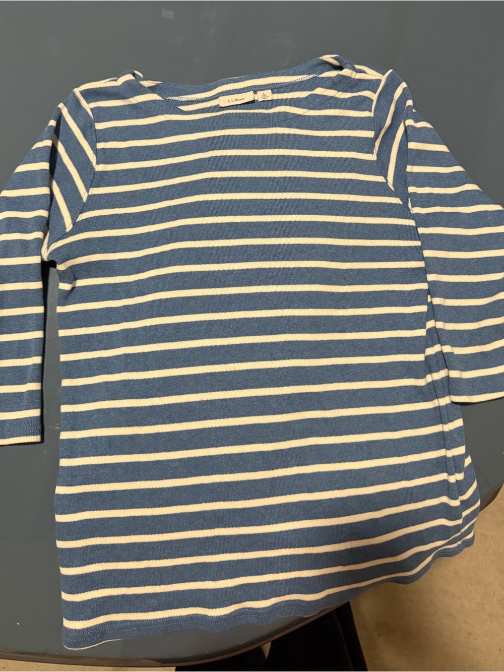 L.L.Bean Women’s Medium Blue Cream Striped Long Sleeve Shirt